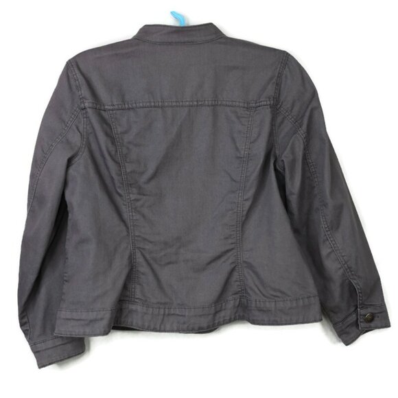 CJ Banks Womens Grey Jean Jacket Coat Size 14W X Stretch‎ Buttons - Picture 2 of 8